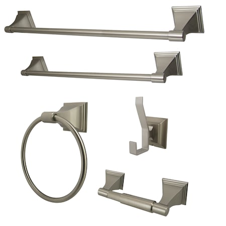 Kingston Brass Monarch 5-Piece Bathroom Accessory Set, Brushed Nickel BAHK61212478SN